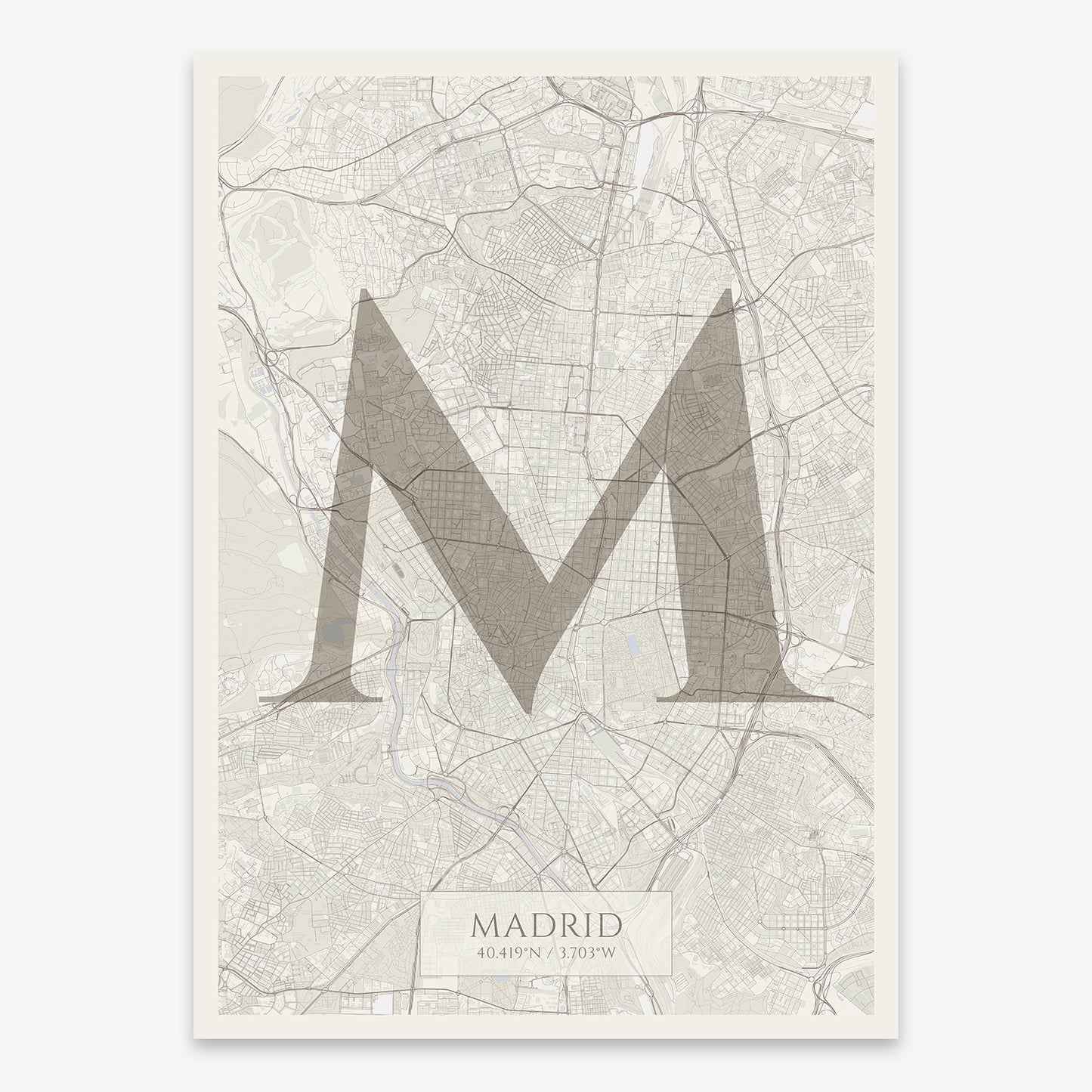 Madrid Map V06 Rustic / No Frame / No