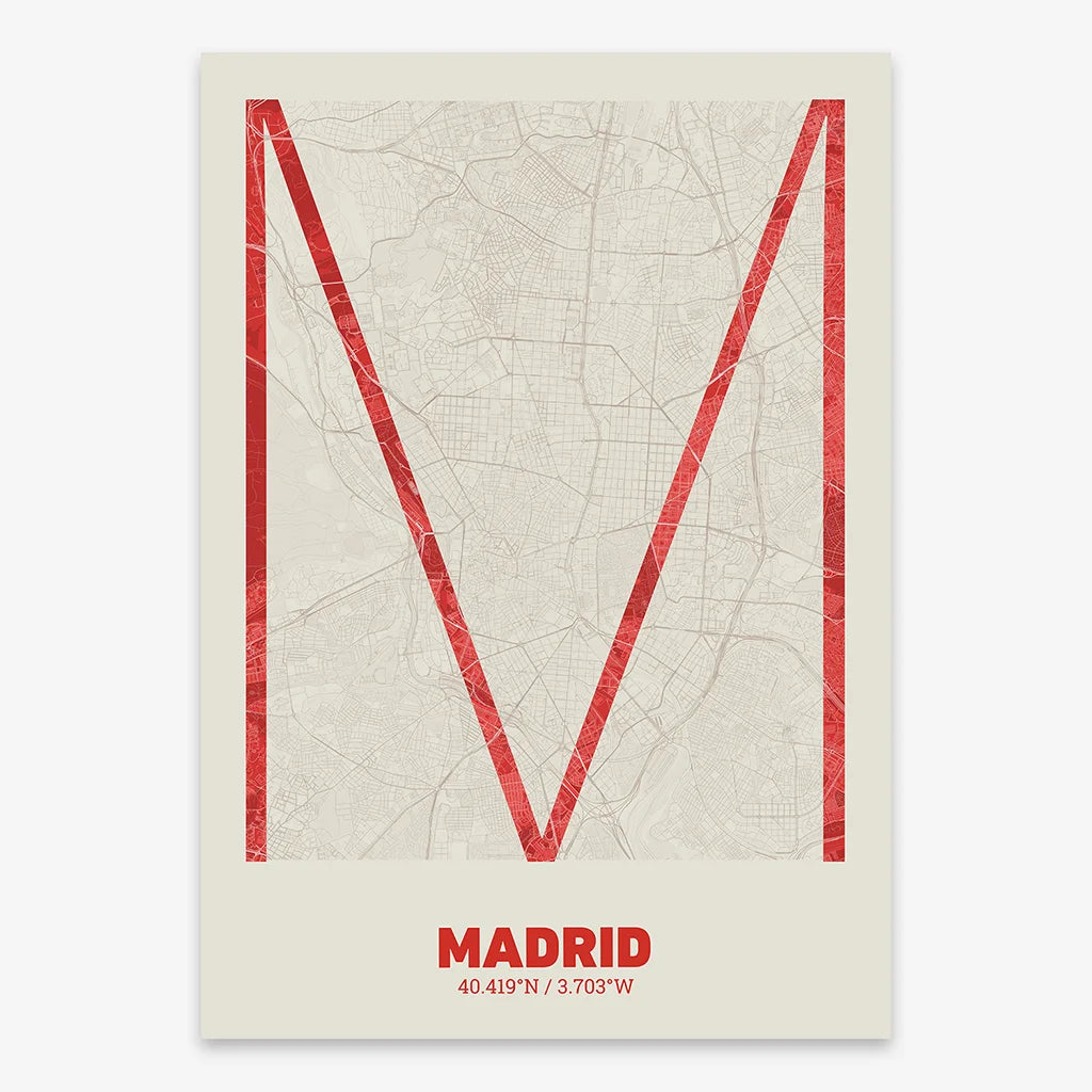Decorative poster of Madrid – Ultra-thin typographic art