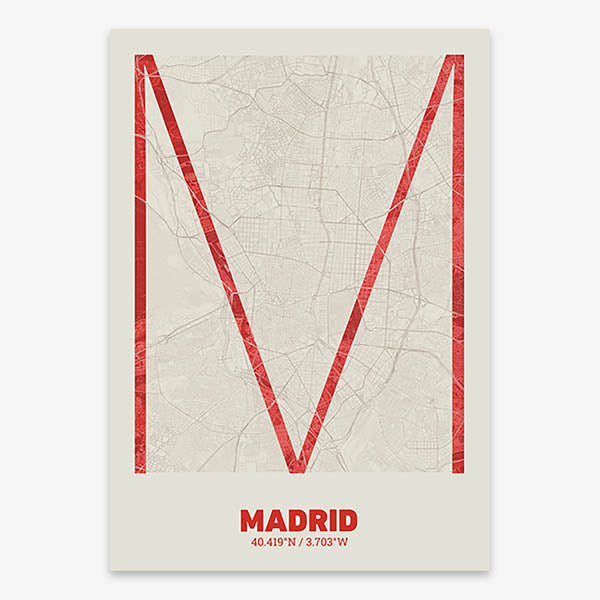 Decorative poster of Madrid – Ultra-thin typographic art