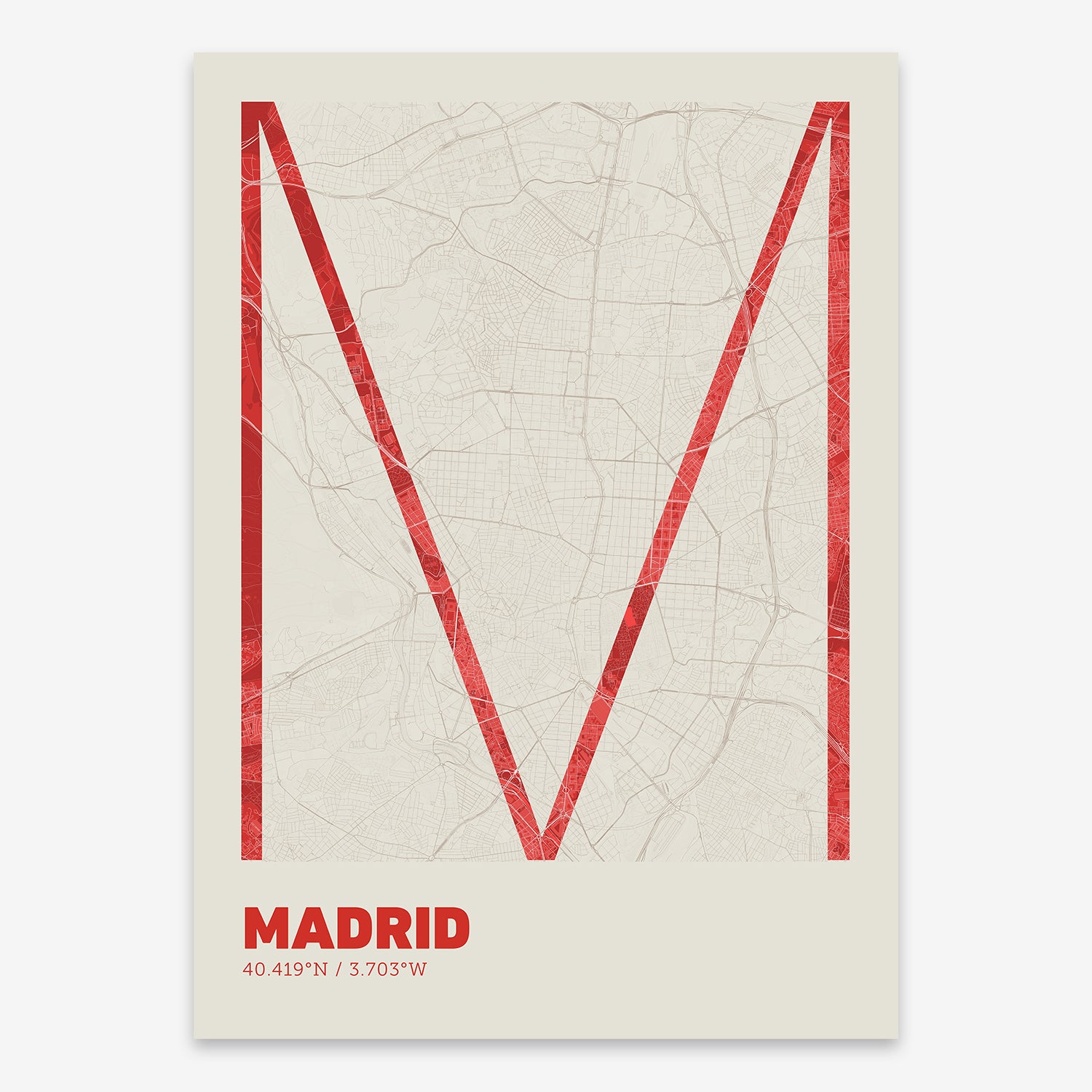 Madrid Map V07 Boho / No Frame / No