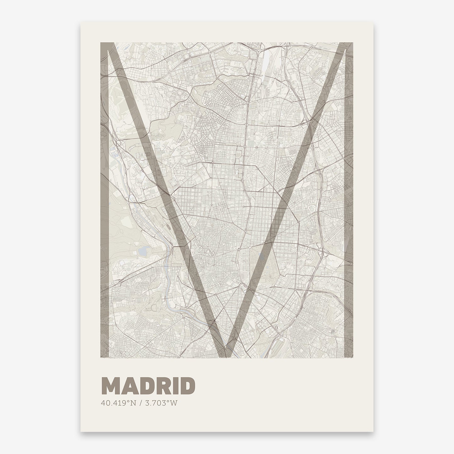 Madrid Map V07 Rustic / No Frame / No