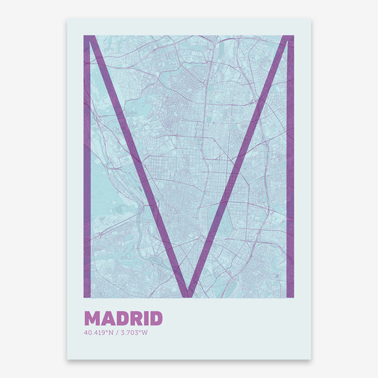 Madrid Map V07 Shabby / Frame / Yes