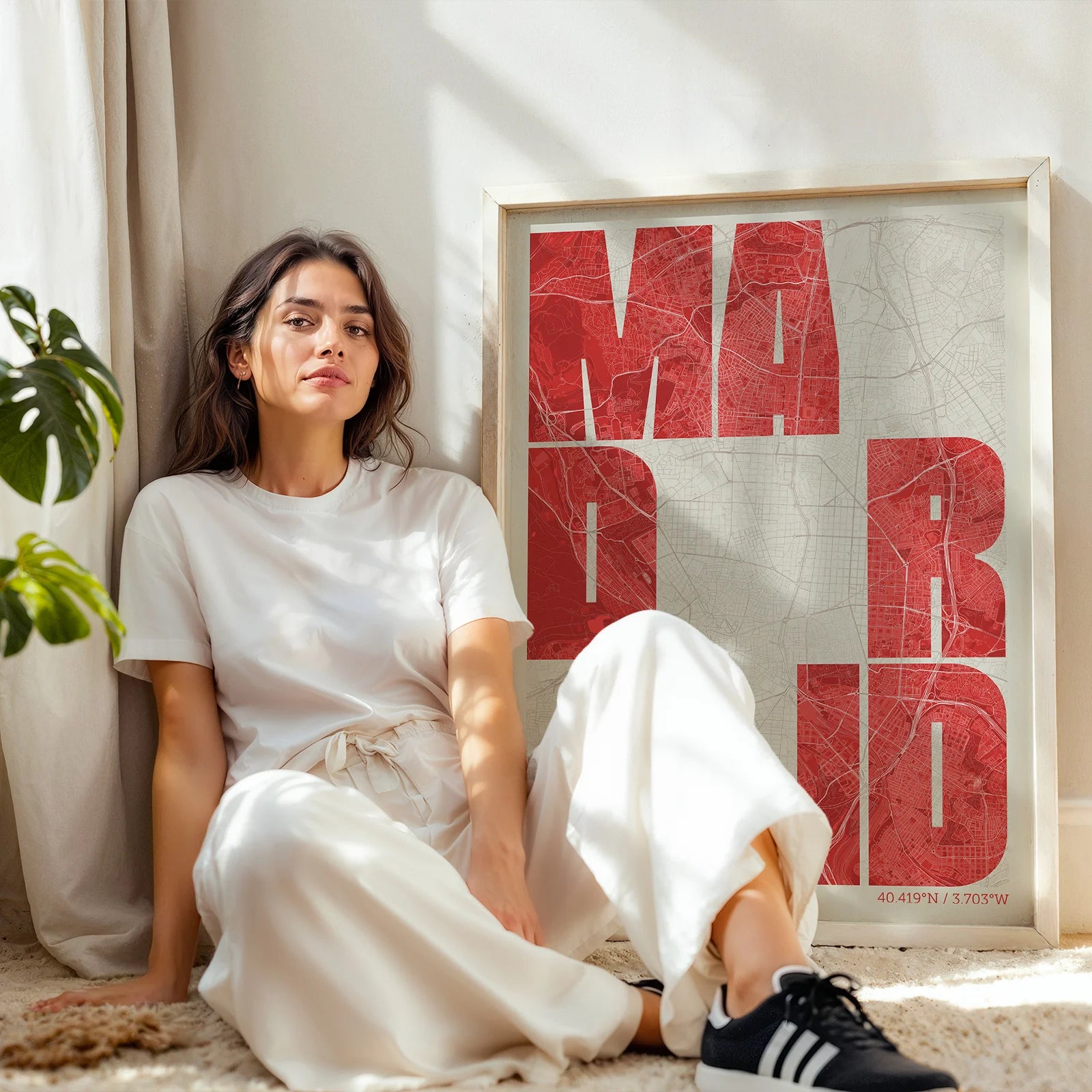 Lámina creativa de Madrid – Diseño gráfico y tipografía sobre mapa