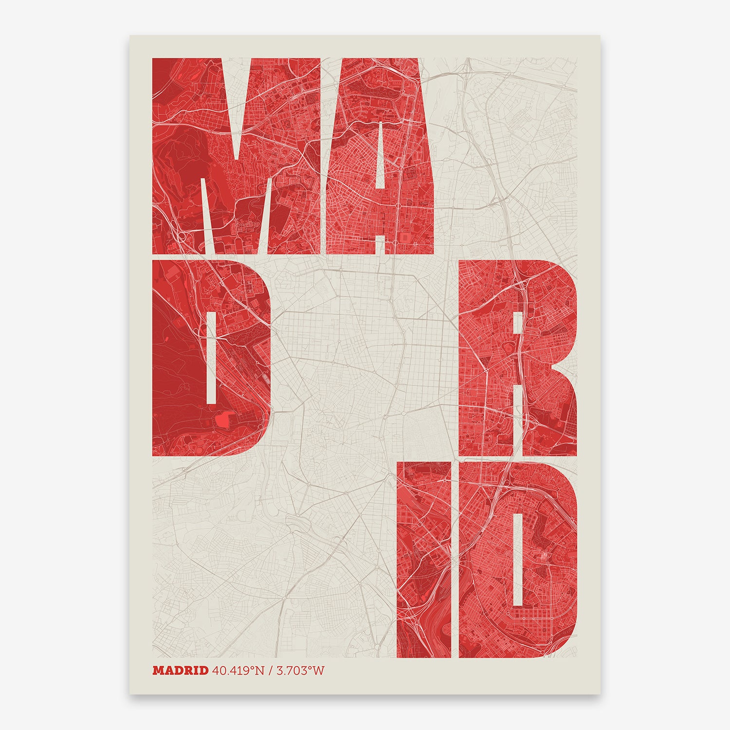 Madrid Map V08 Boho / No Frame / No