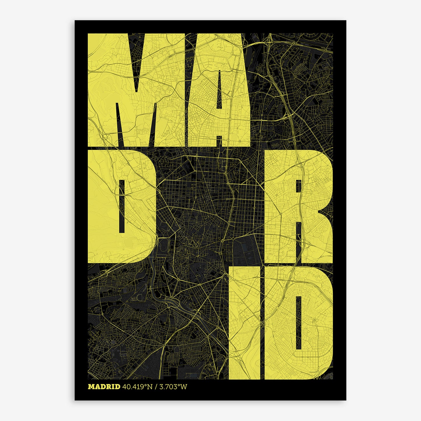 Madrid Map V08 Night / No Frame / No