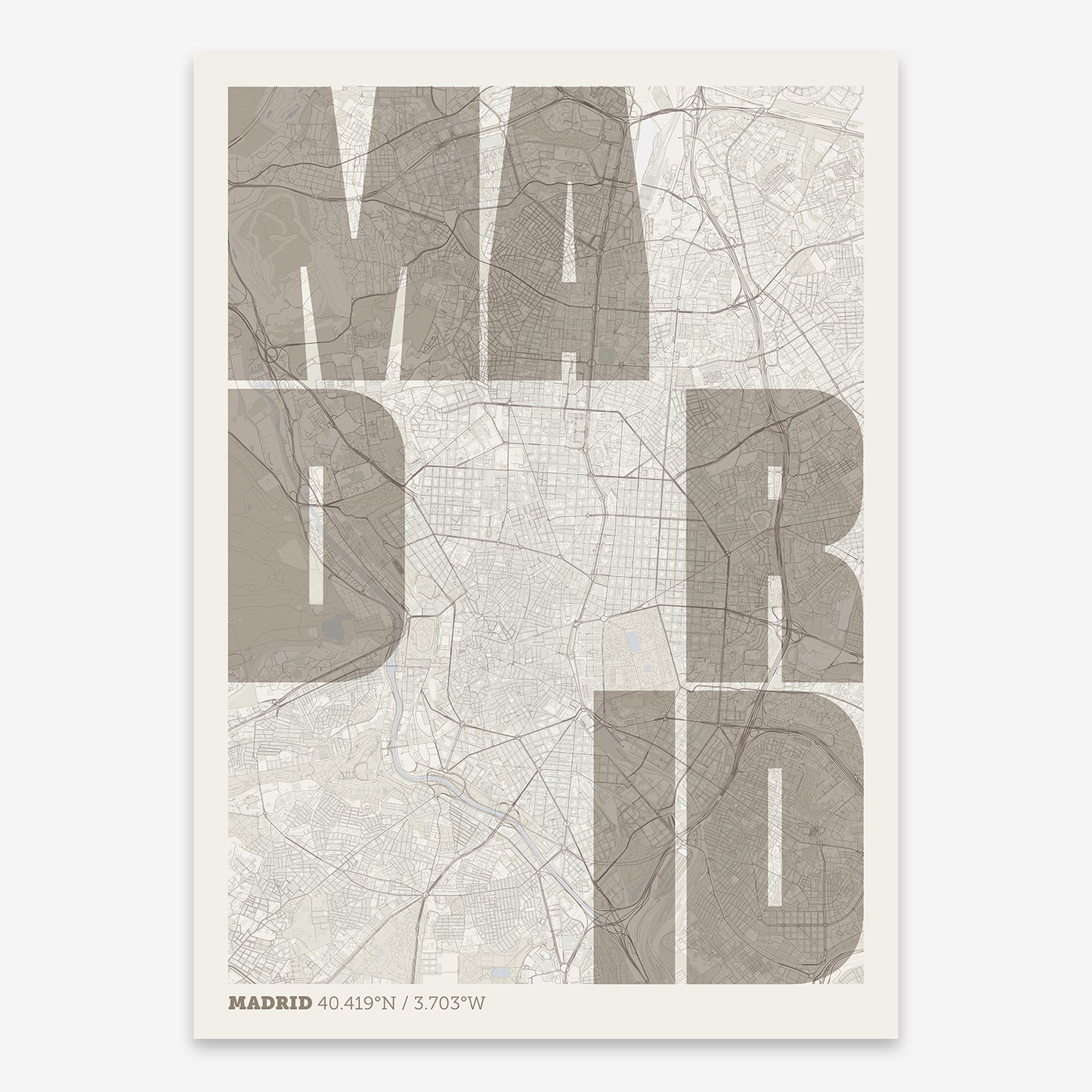 Madrid Map V08 Rustic / No Frame / No