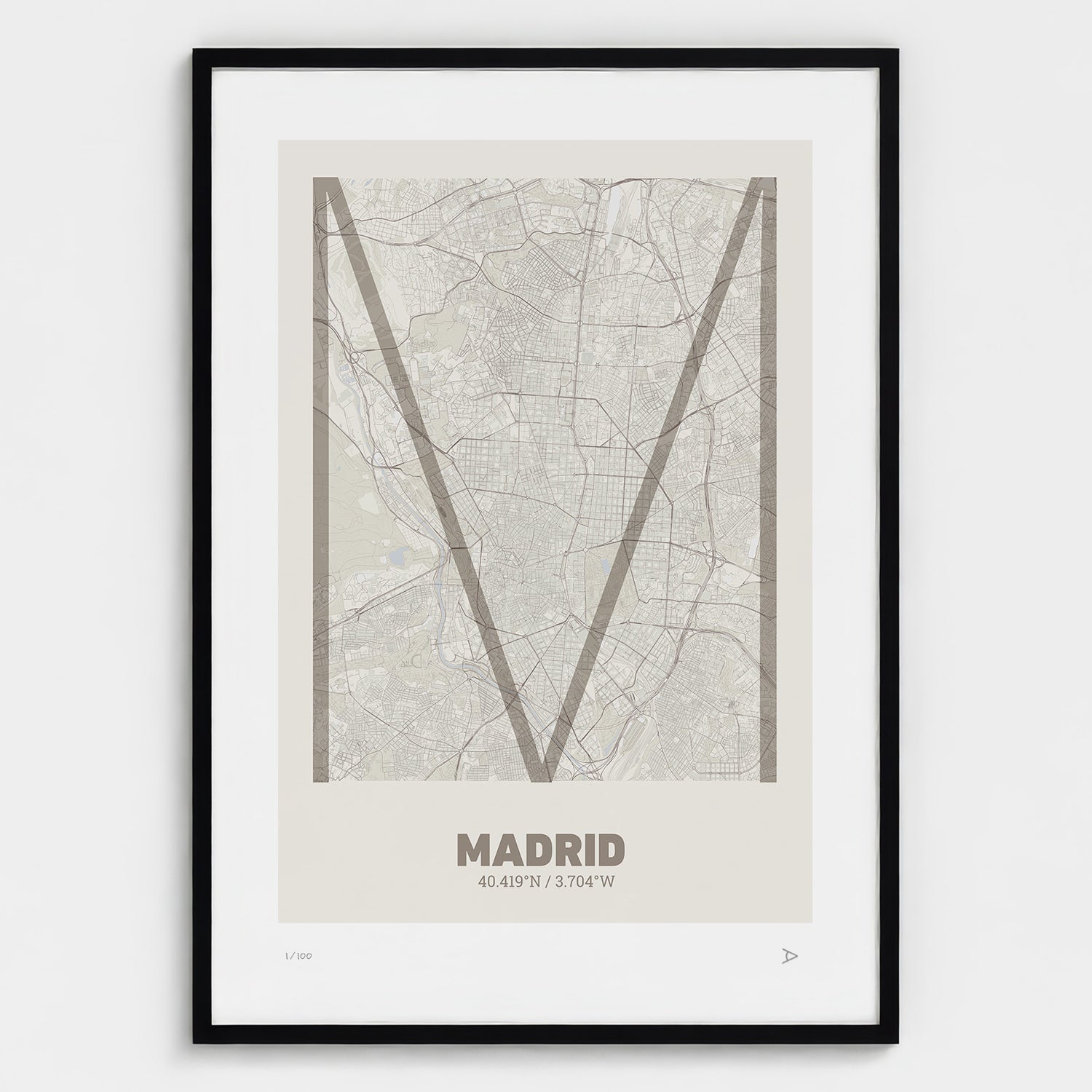 Lámina tipográfica de Madrid – diseño Ultrafina, marco negro