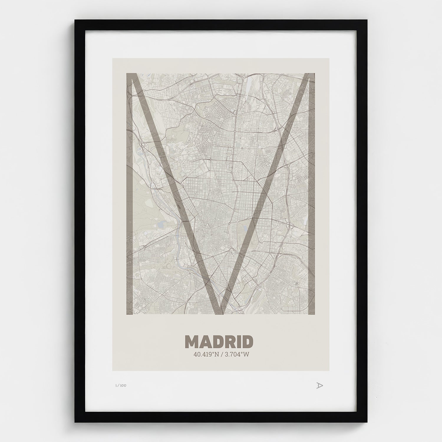 Lámina tipográfica de Madrid – diseño Ultrafina, marco negro