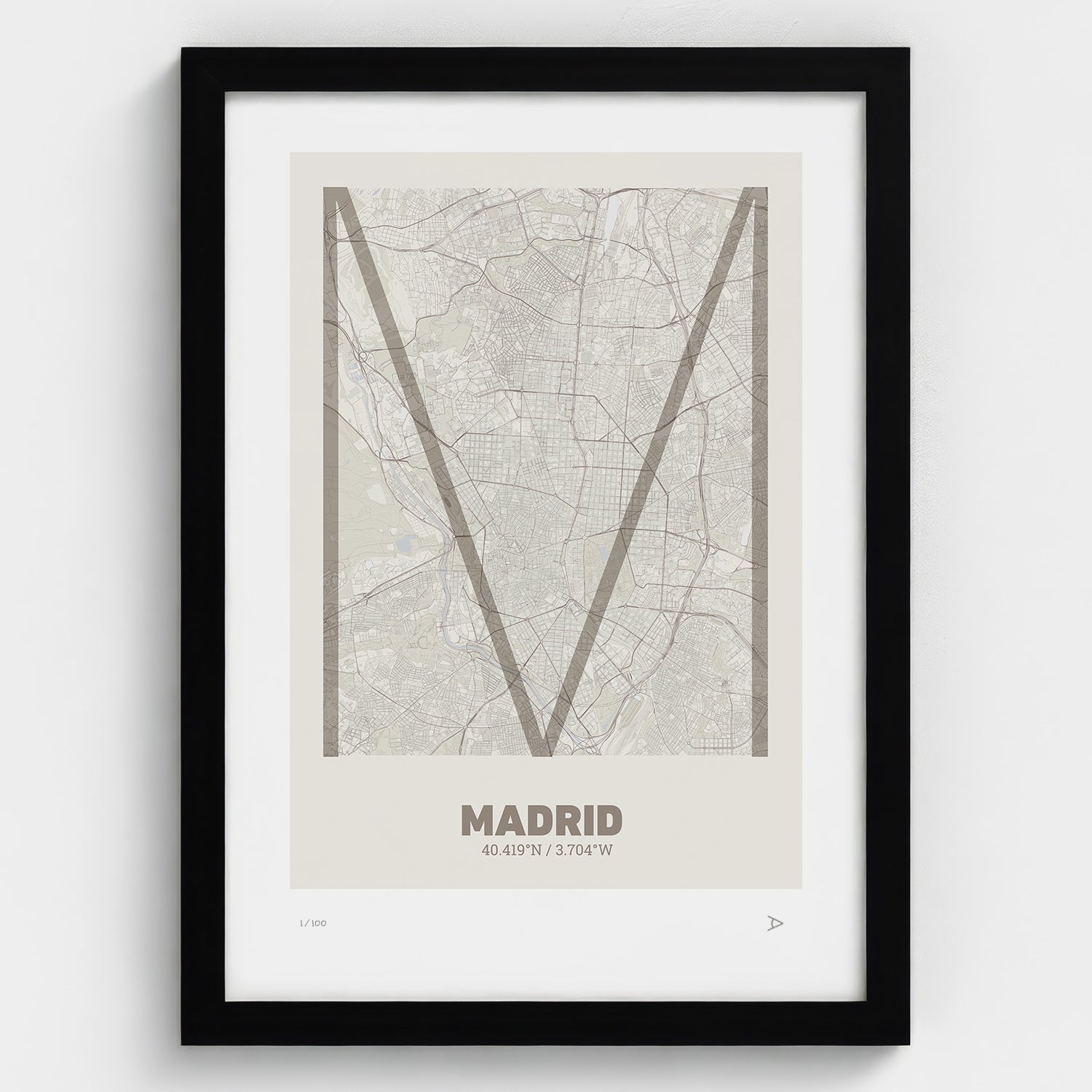 Lámina tipográfica de Madrid – diseño Ultrafina, marco negro