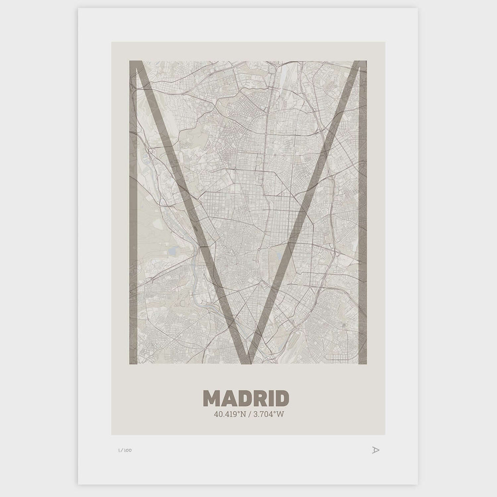 Lámina tipográfica de Madrid – diseño Ultrafina, sin marco sobre papel