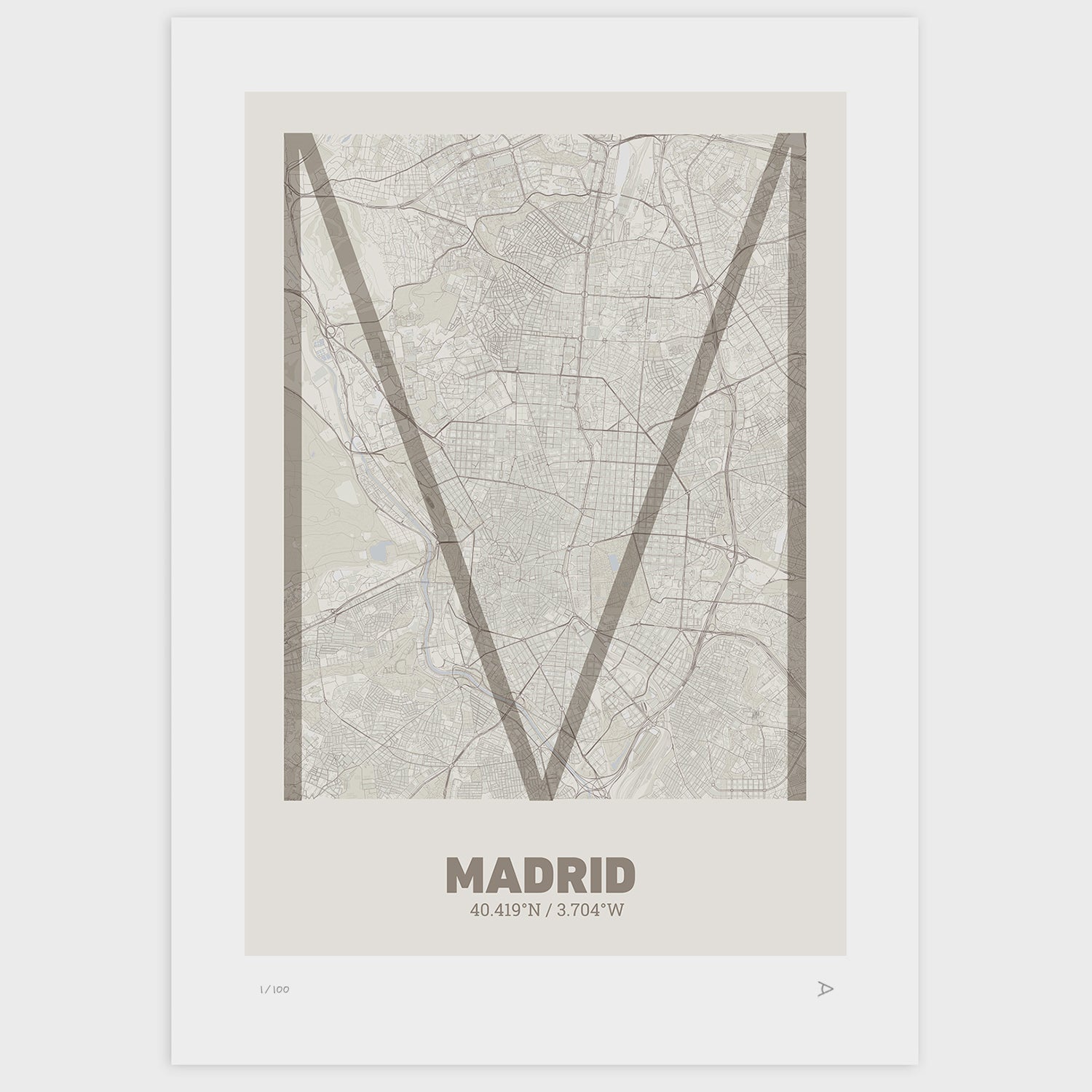 Lámina tipográfica de Madrid – diseño Ultrafina, sin marco sobre papel