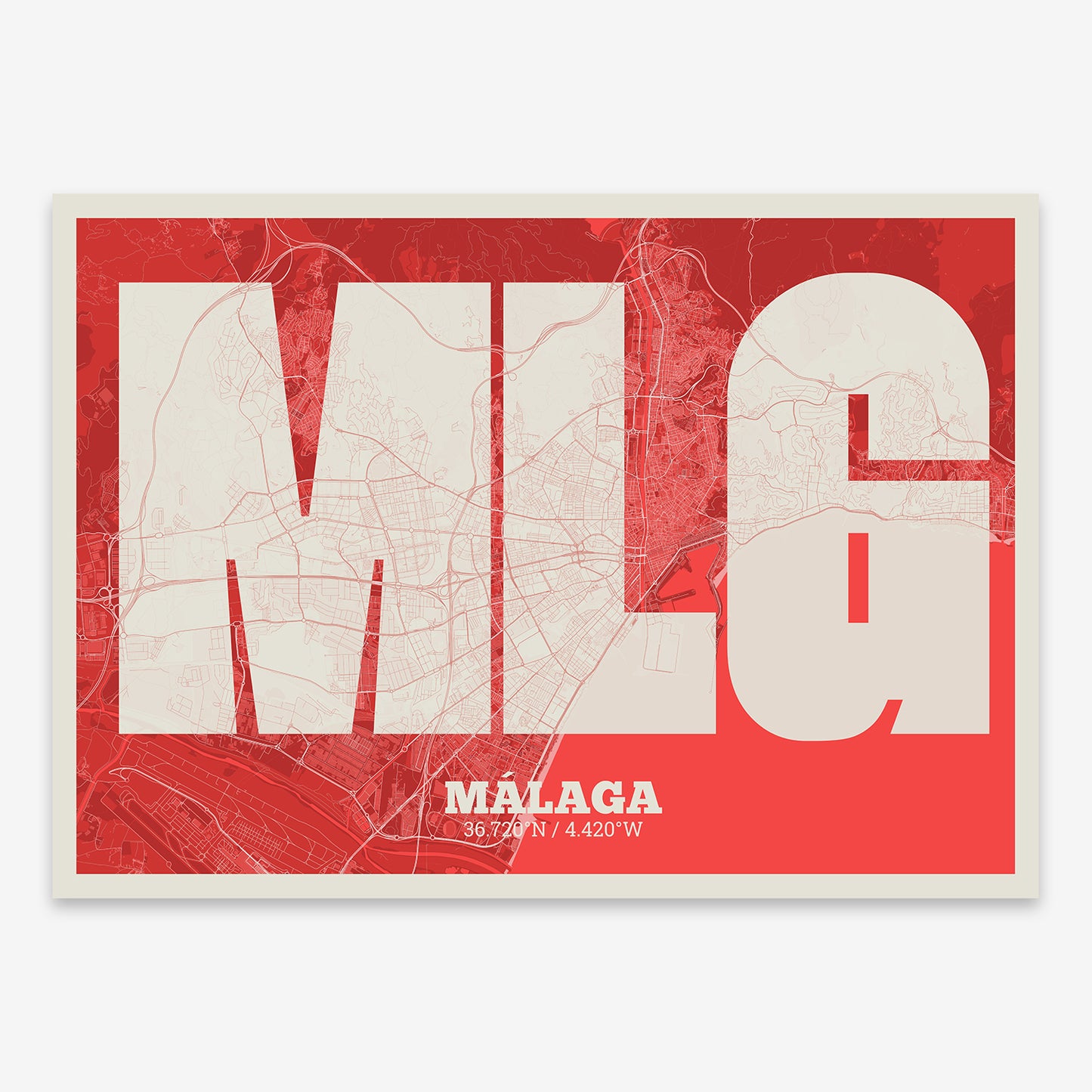 Malaga Map V02 Boho / No Frame / No