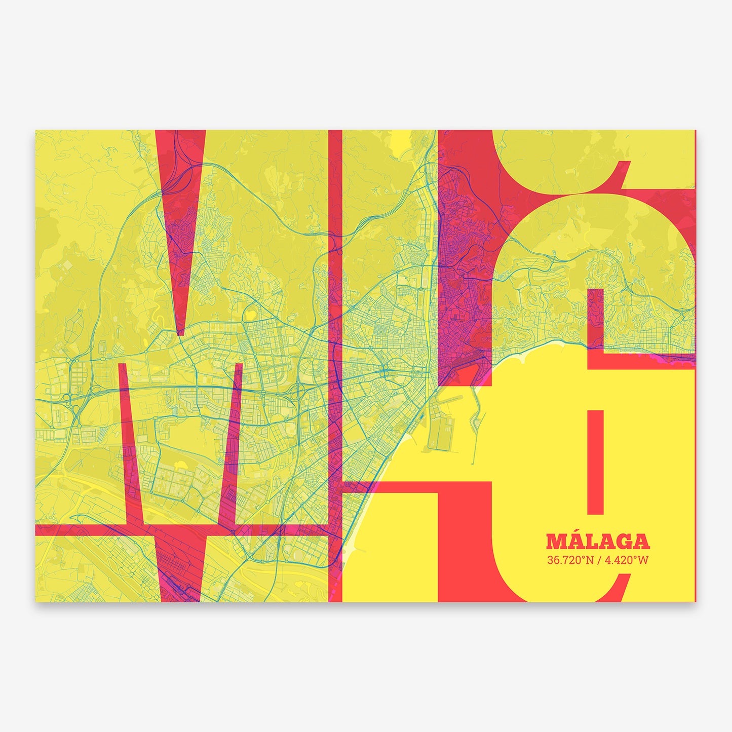 Malaga Map V03 Miami / No Frame / No