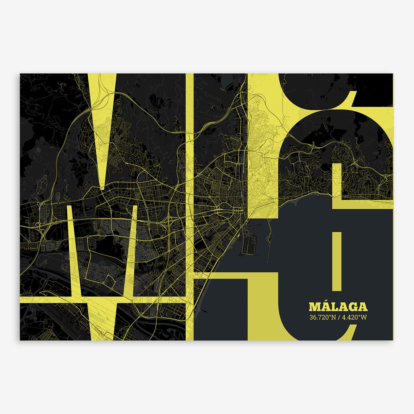 Malaga Map V03 Night / No Frame / No