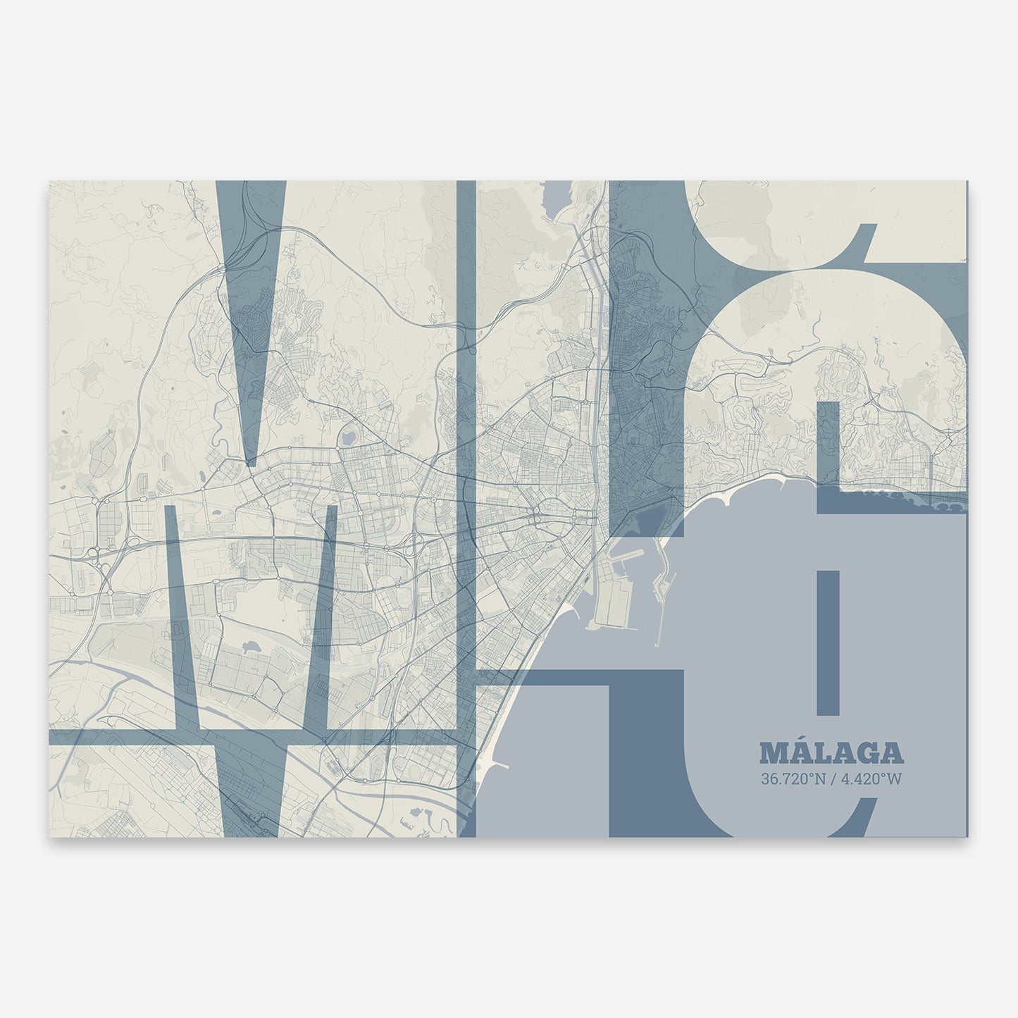 Malaga Map V03 Seaside / No Frame / Yes