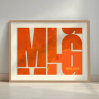 Artistic poster of Malaga with geometric typography - Custom decoration
