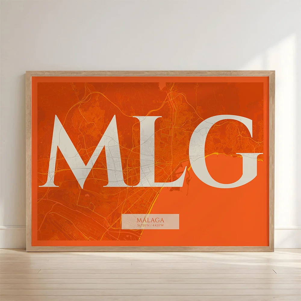 Lámina elegante de Málaga – Póster minimalista y sofisticado