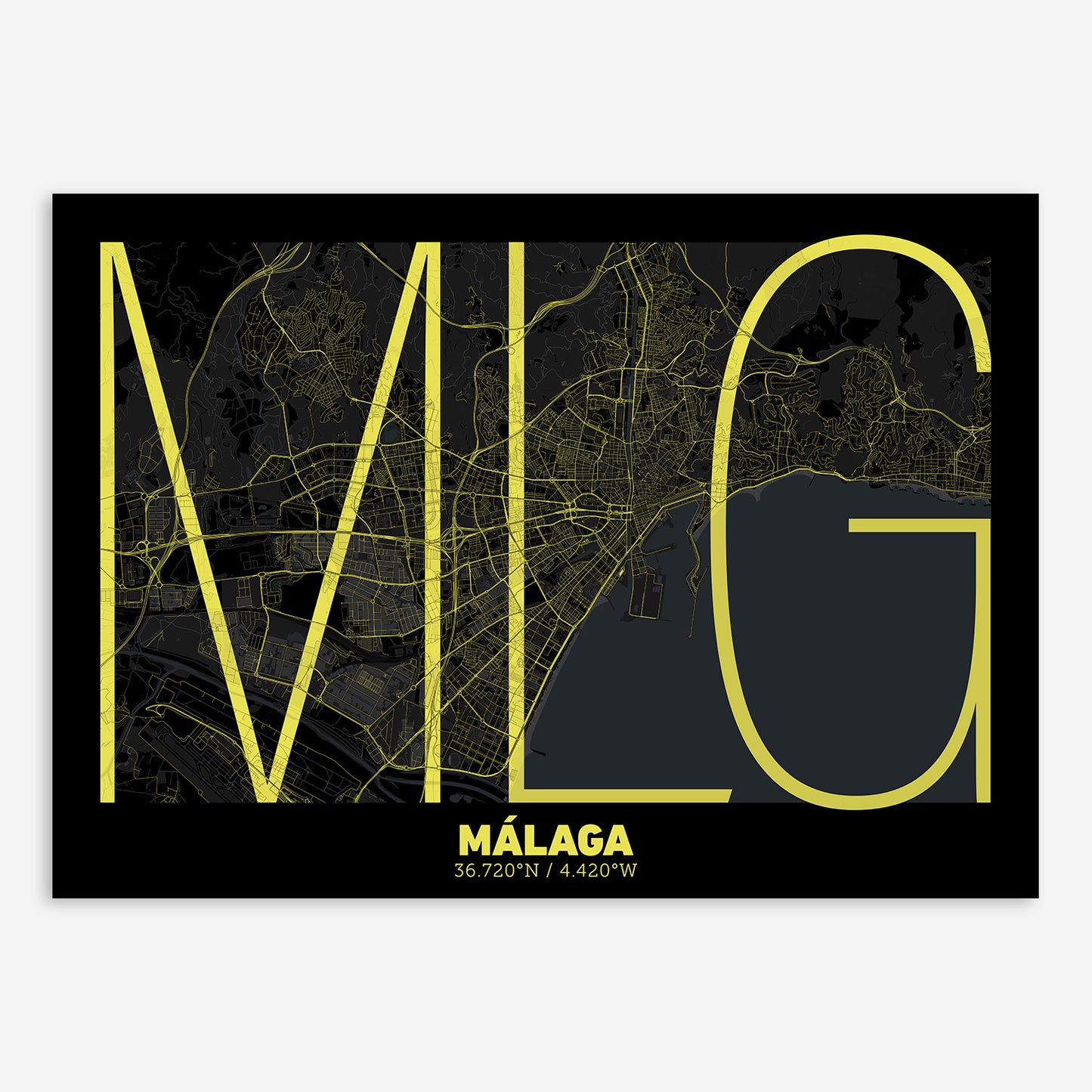 Malaga Map V07 Night / No Frame / No