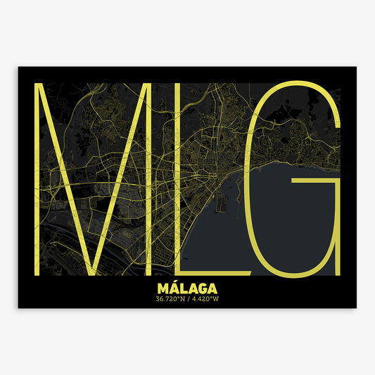 Malaga Map V07 Night / Frame / Yes