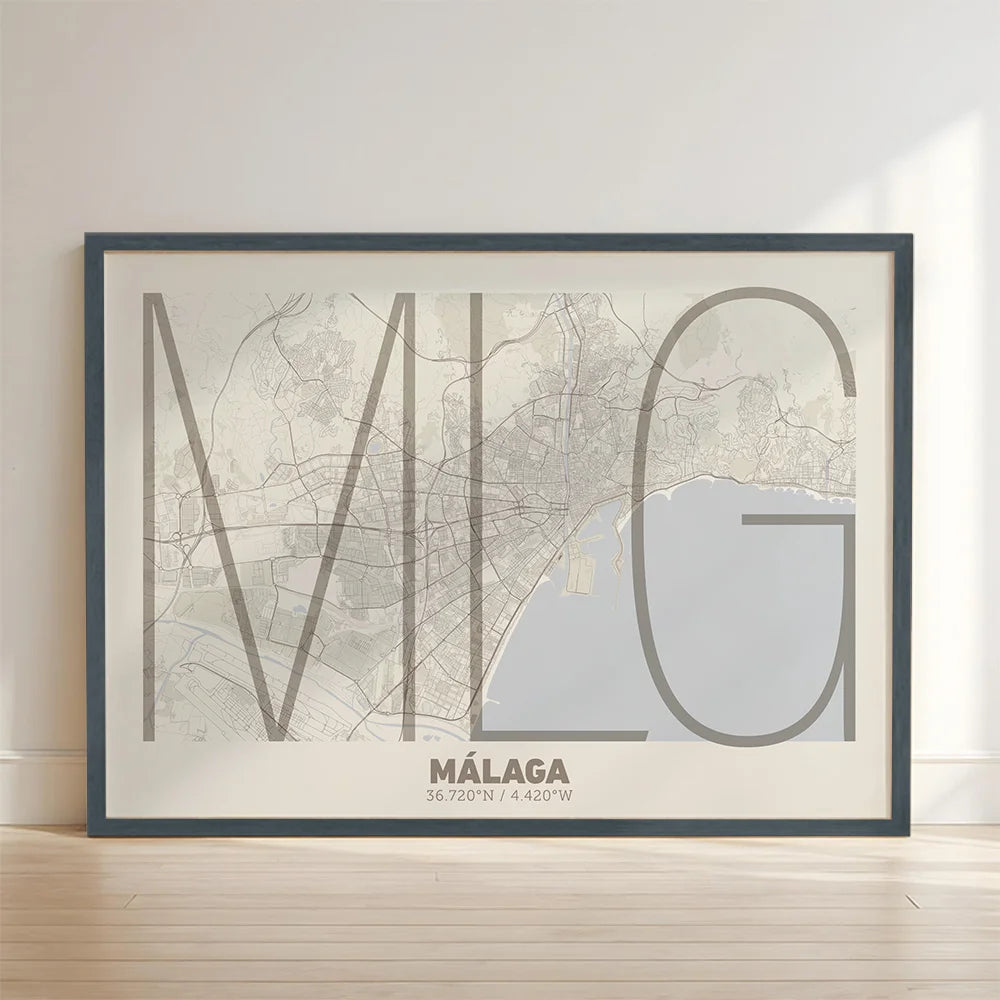 Póster decorativo de Málaga – Arte tipográfico ultrafino