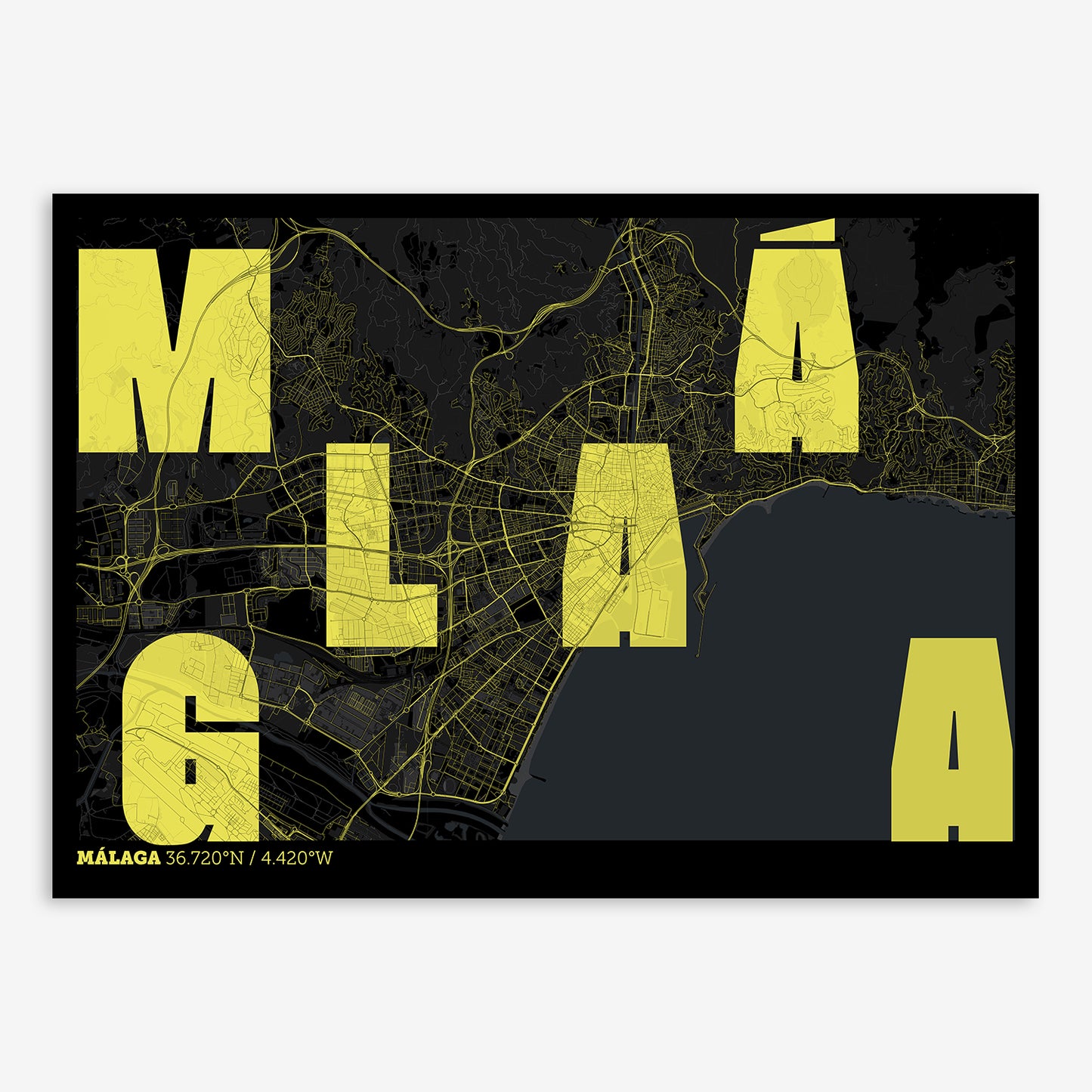 Malaga Map V08 Night / No Frame / No