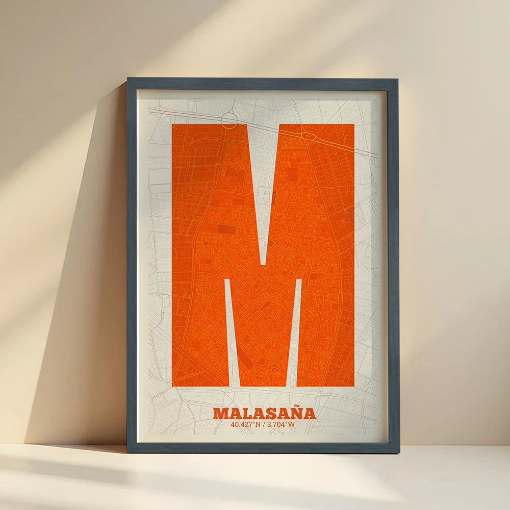 Decorative print of Malasaña, Madrid – Modern typographic art