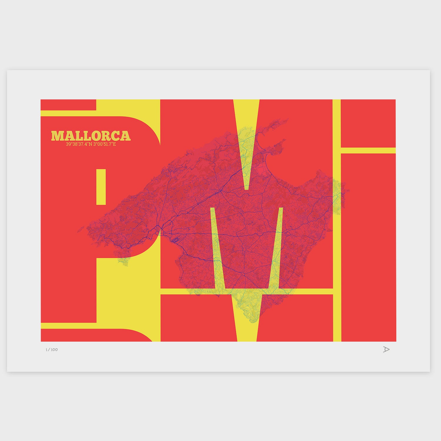 Lámina tipográfica de Mallorca – diseño Inseparable, sin marco sobre papel