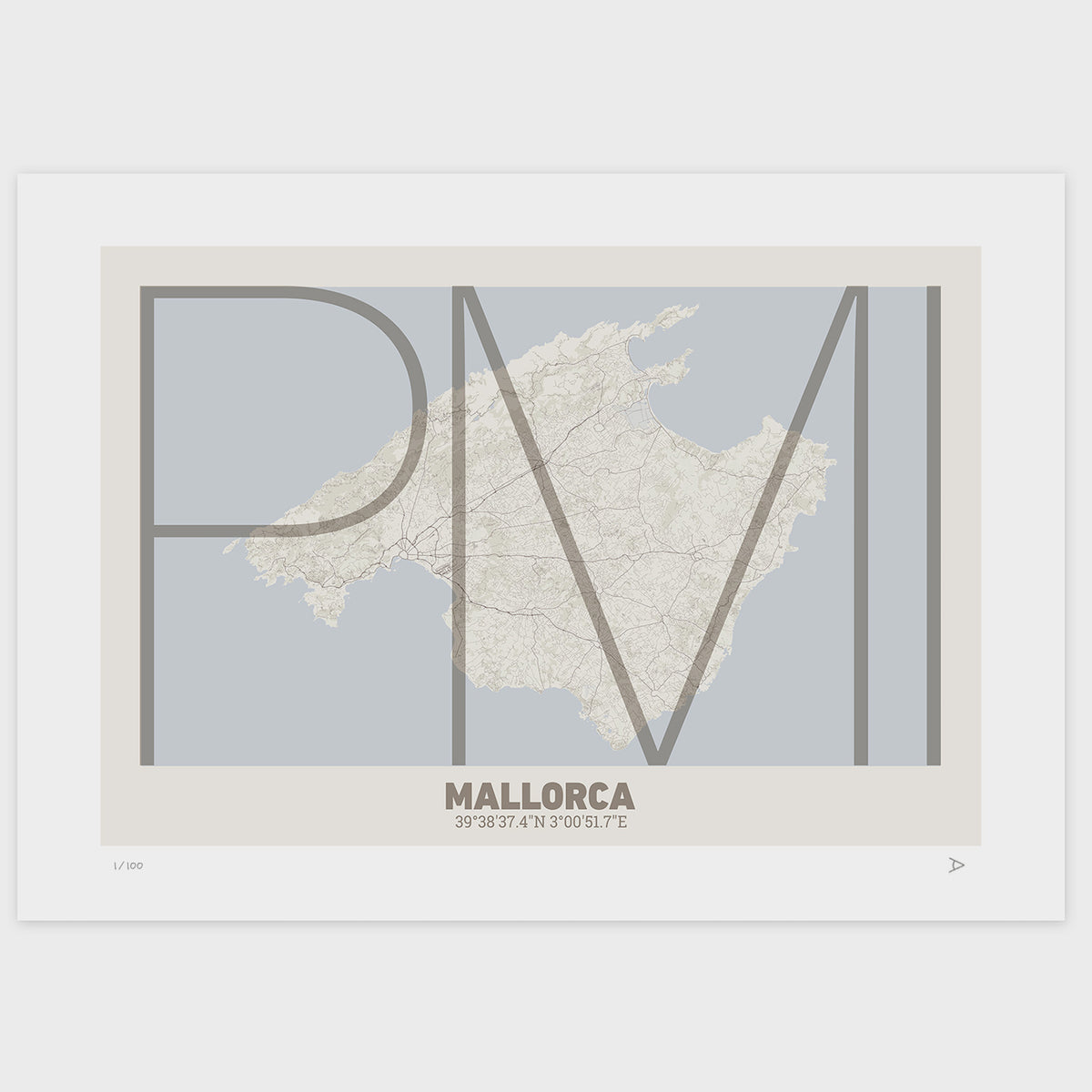 Lámina tipográfica de Mallorca – diseño Ultrafina, sin marco sobre papel
