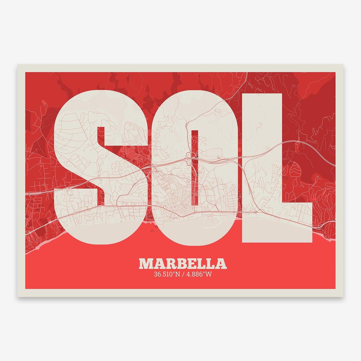 Marbella Map V02 Boho / No Frame / No