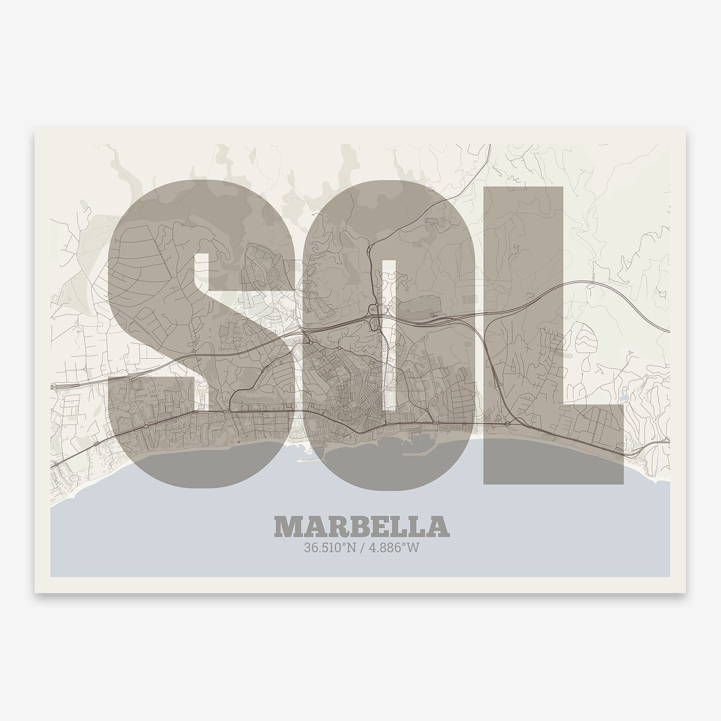 Marbella Map V02 Rustic / No Frame / No