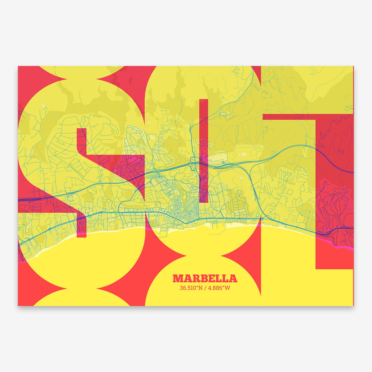 Marbella Map V03 Miami / No Frame / No