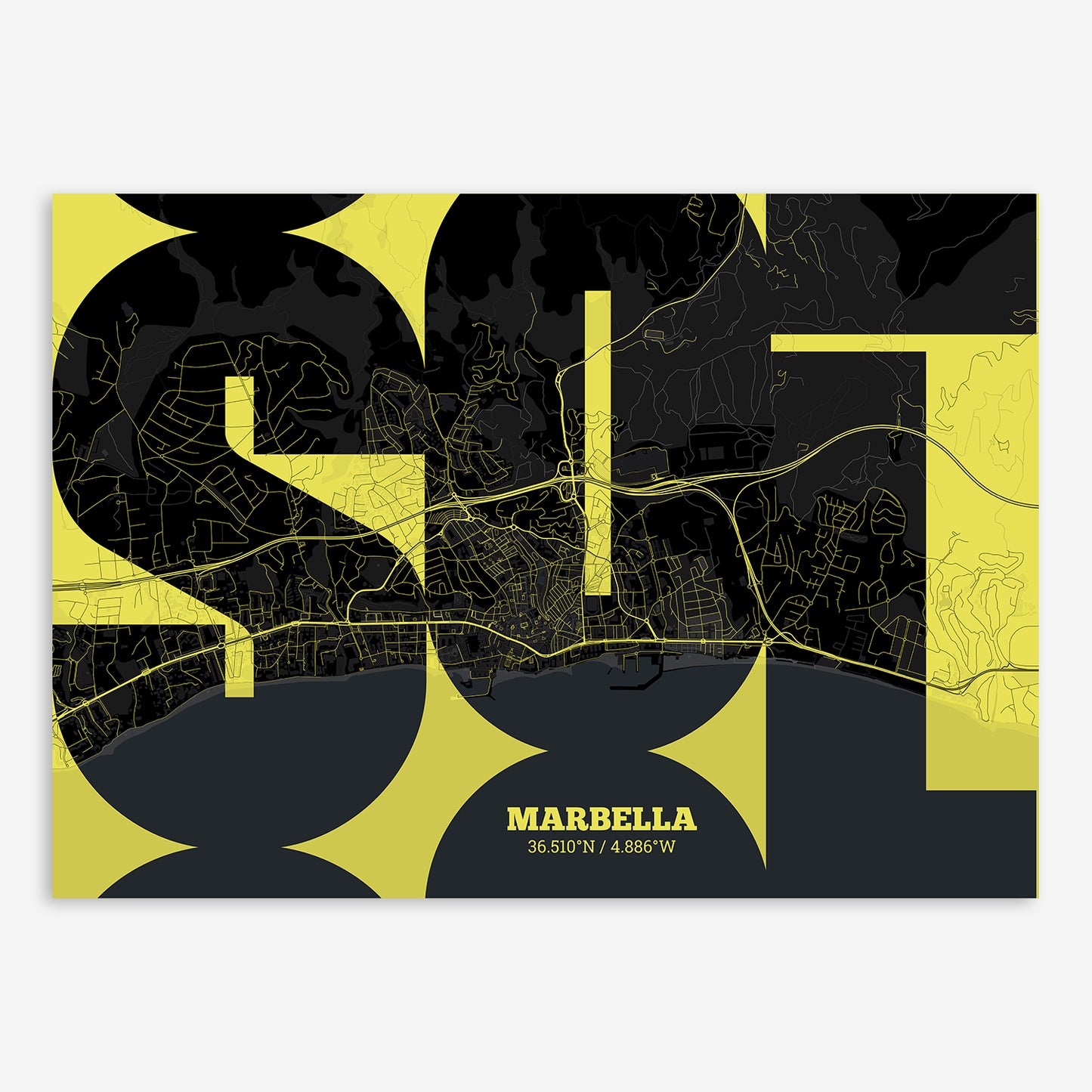 Marbella Map V03 Night / No Frame / No