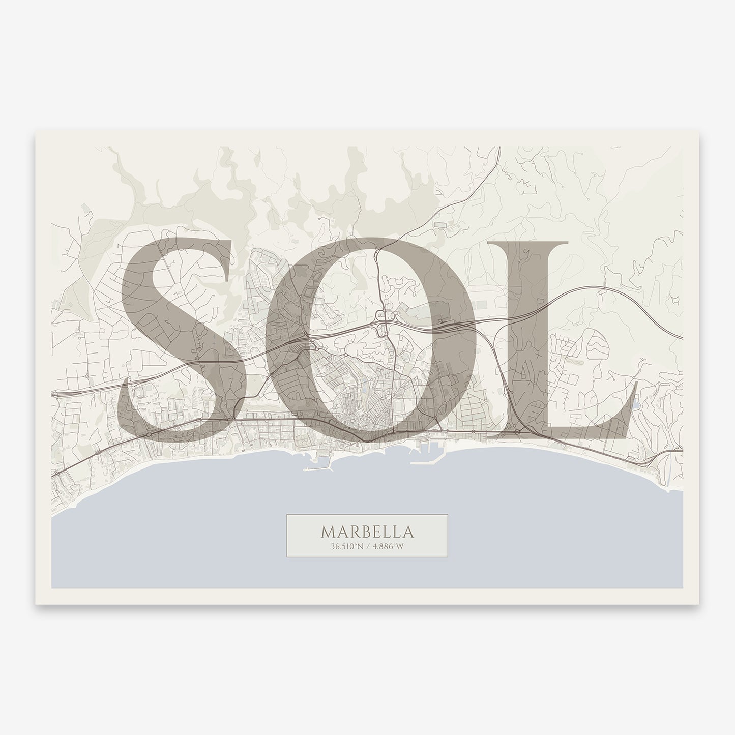 Marbella Map V06 Rustic / Frame / Yes