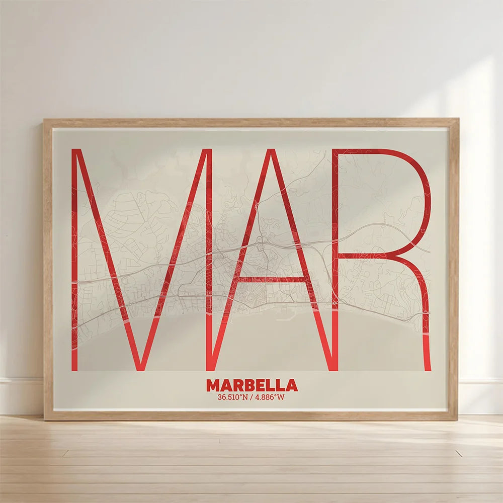 Marbella decorative poster – Ultra-fine typographic art