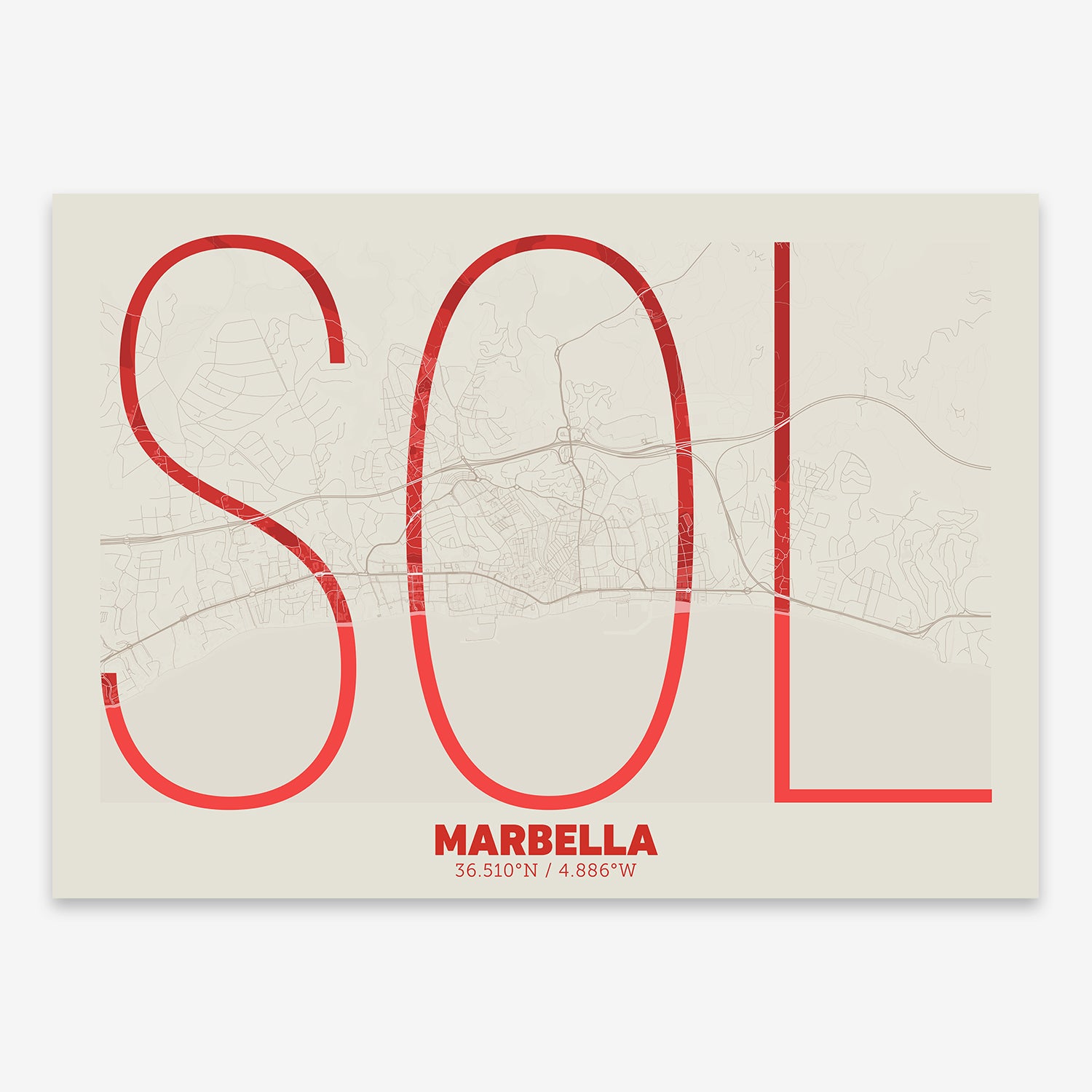 Marbella Map V07 Boho / No Frame / No