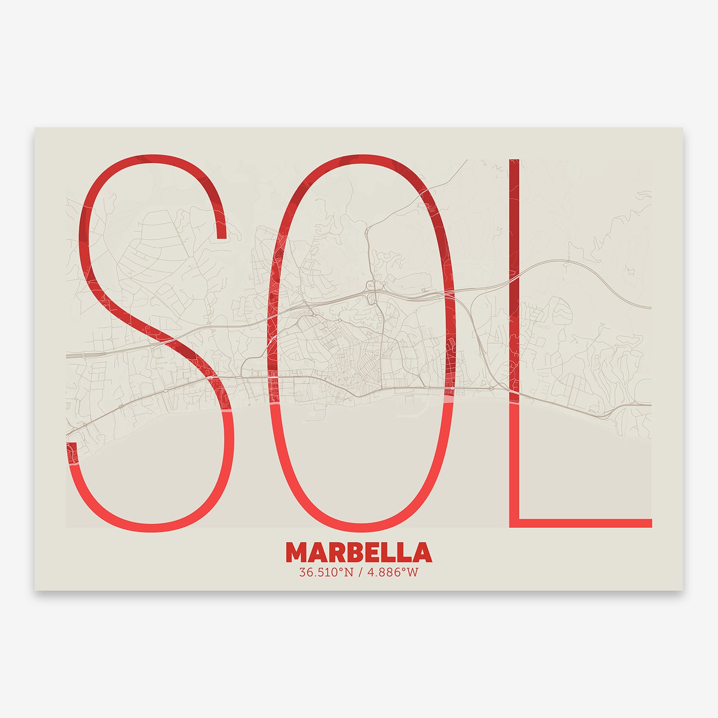 Marbella Map V07 Boho / Frame / Yes