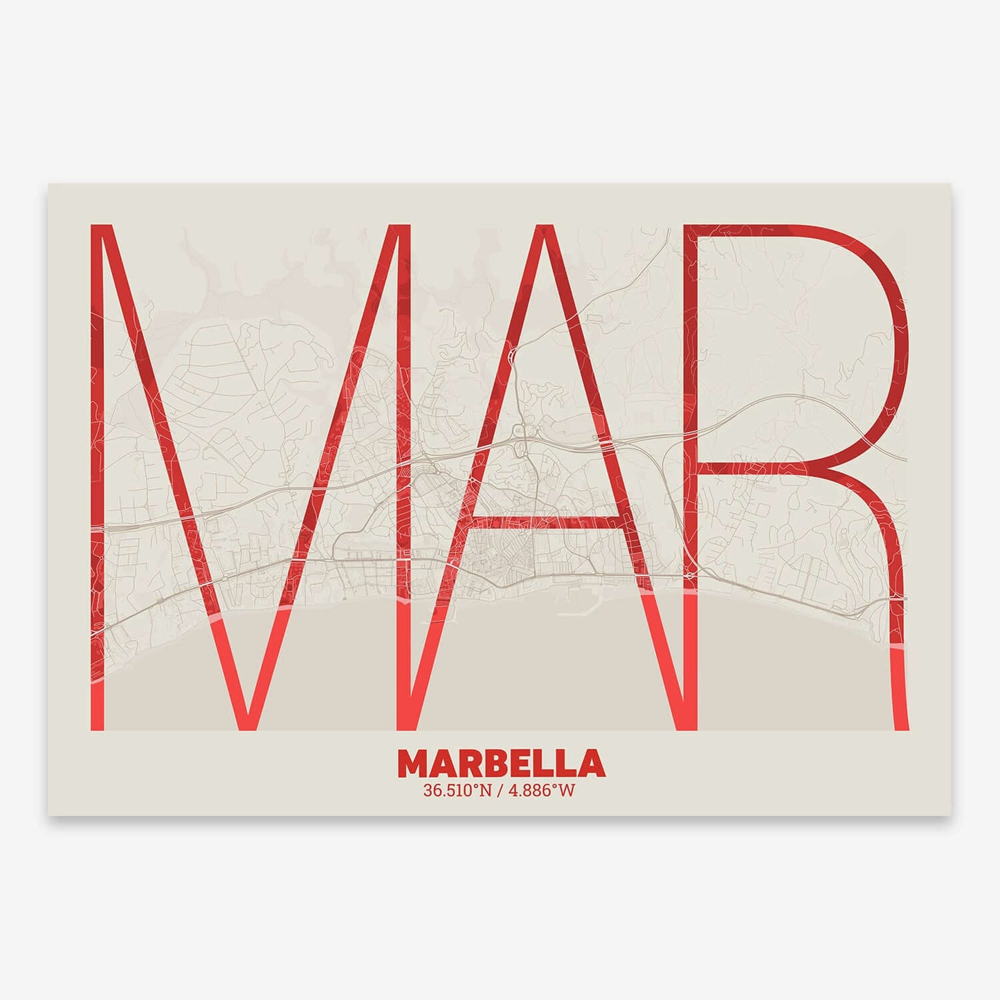 Marbella decorative poster – Ultra-fine typographic art