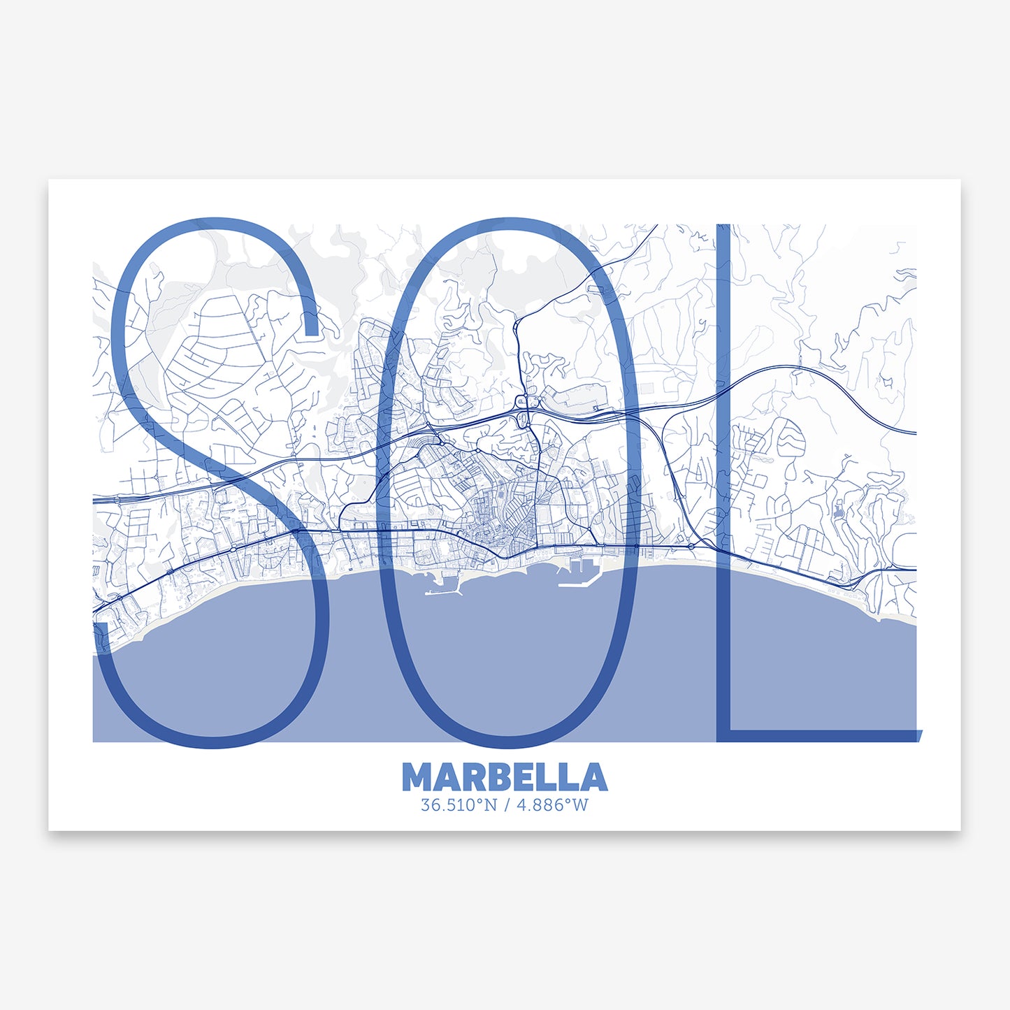 Marbella Map V07 Med / No Frame / No