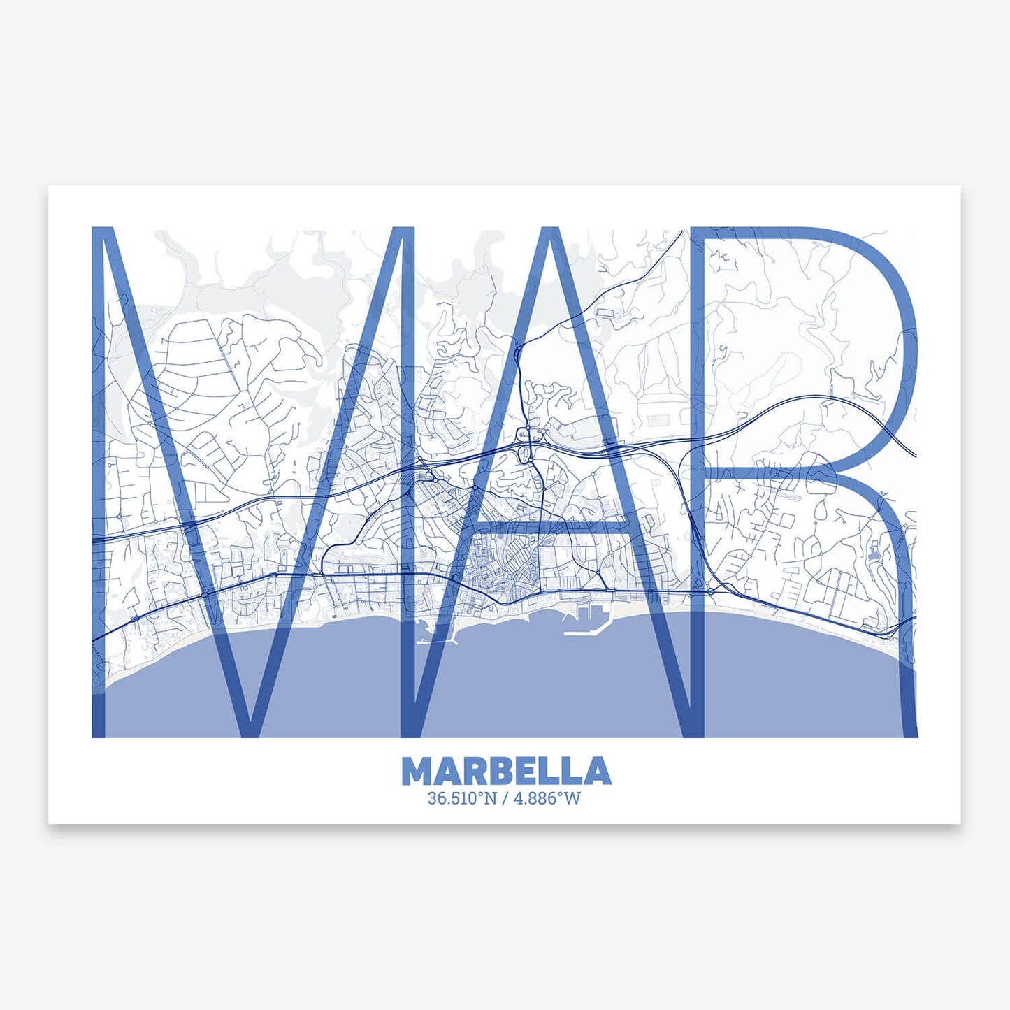 Marbella decorative poster – Ultra-fine typographic art