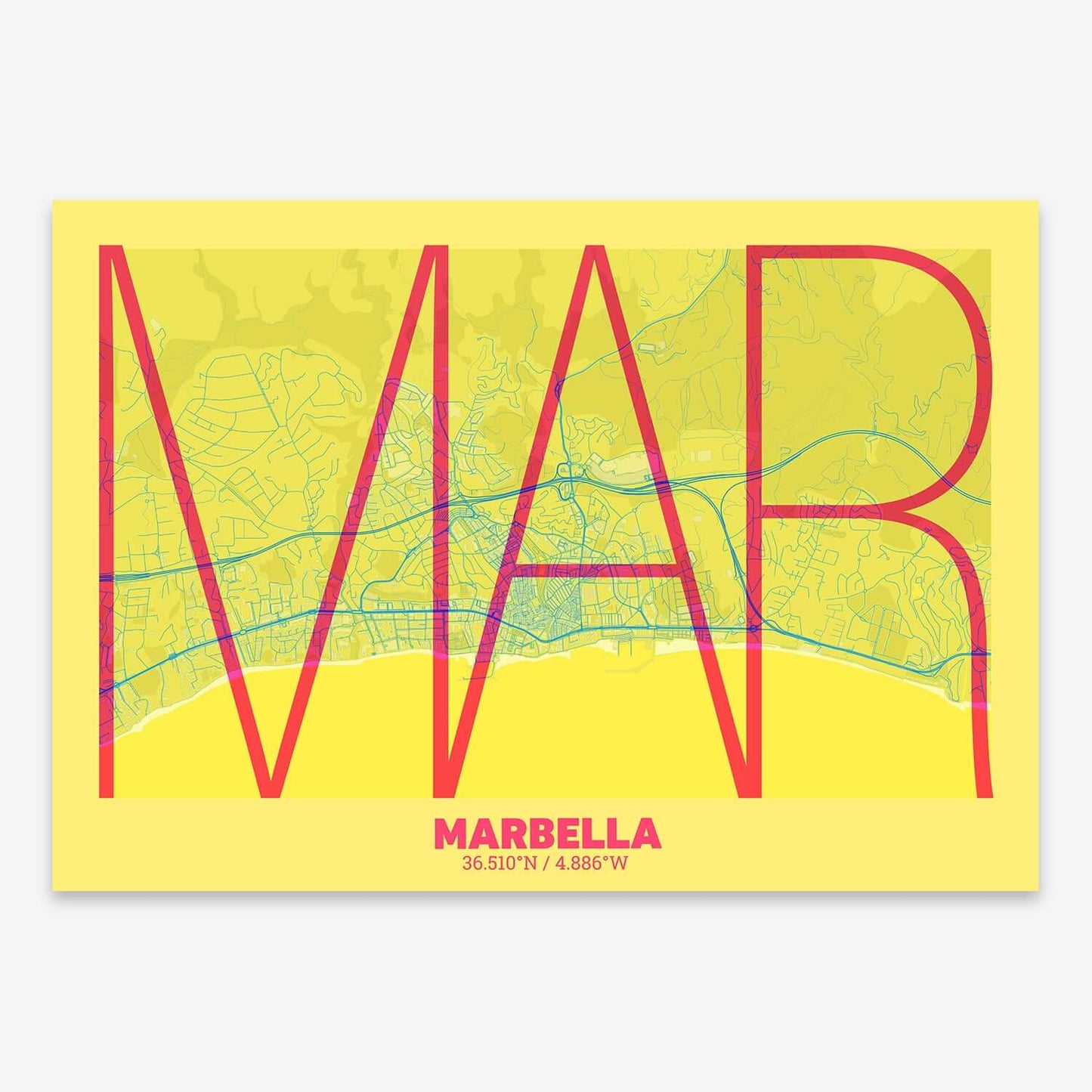 Marbella decorative poster – Ultra-fine typographic art
