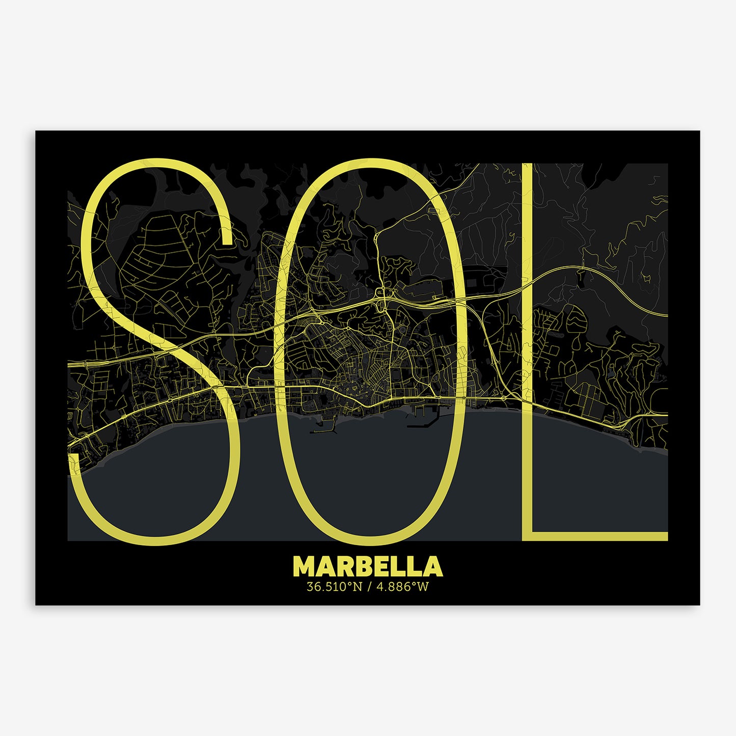 Marbella Map V07 Night / No Frame / No