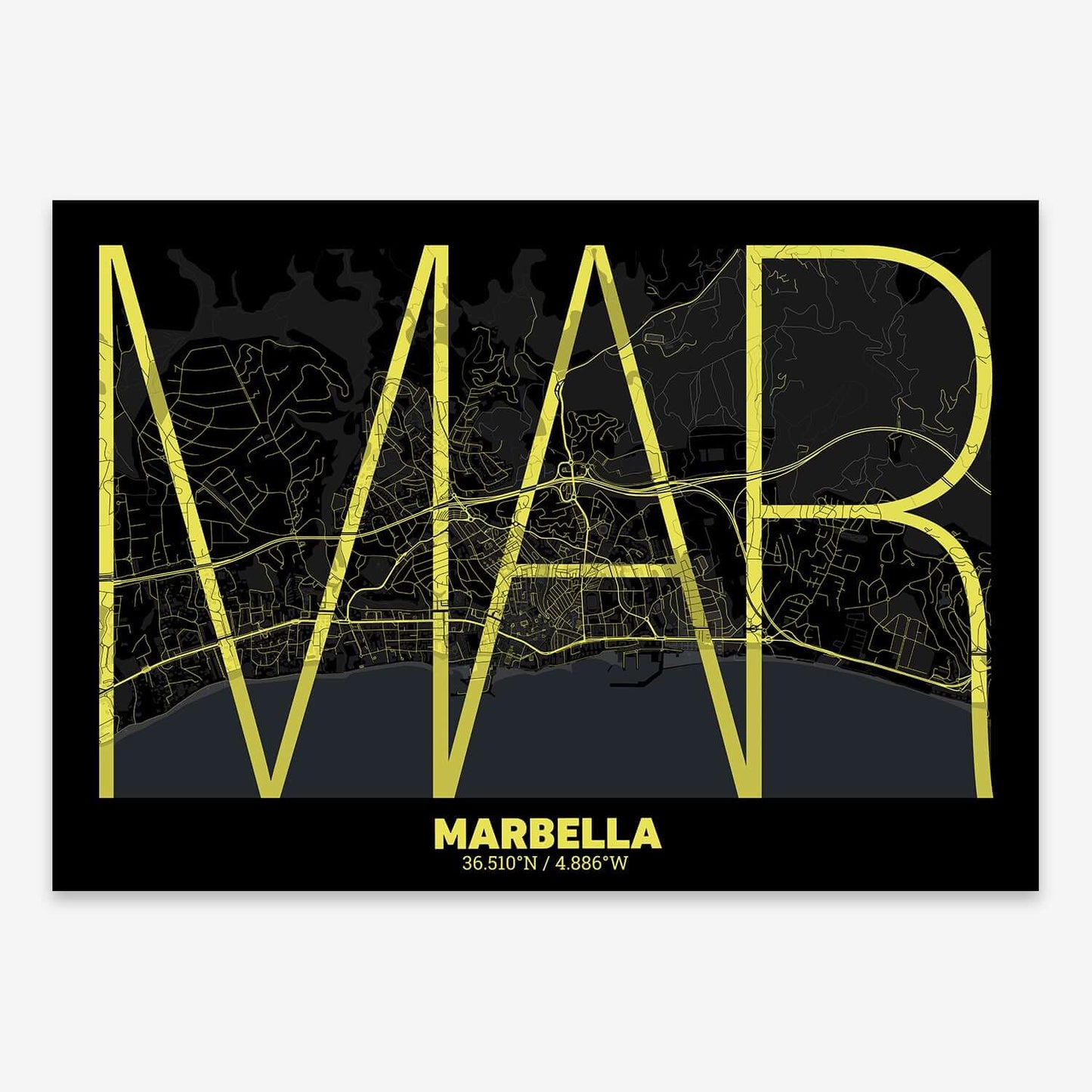 Marbella decorative poster – Ultra-fine typographic art