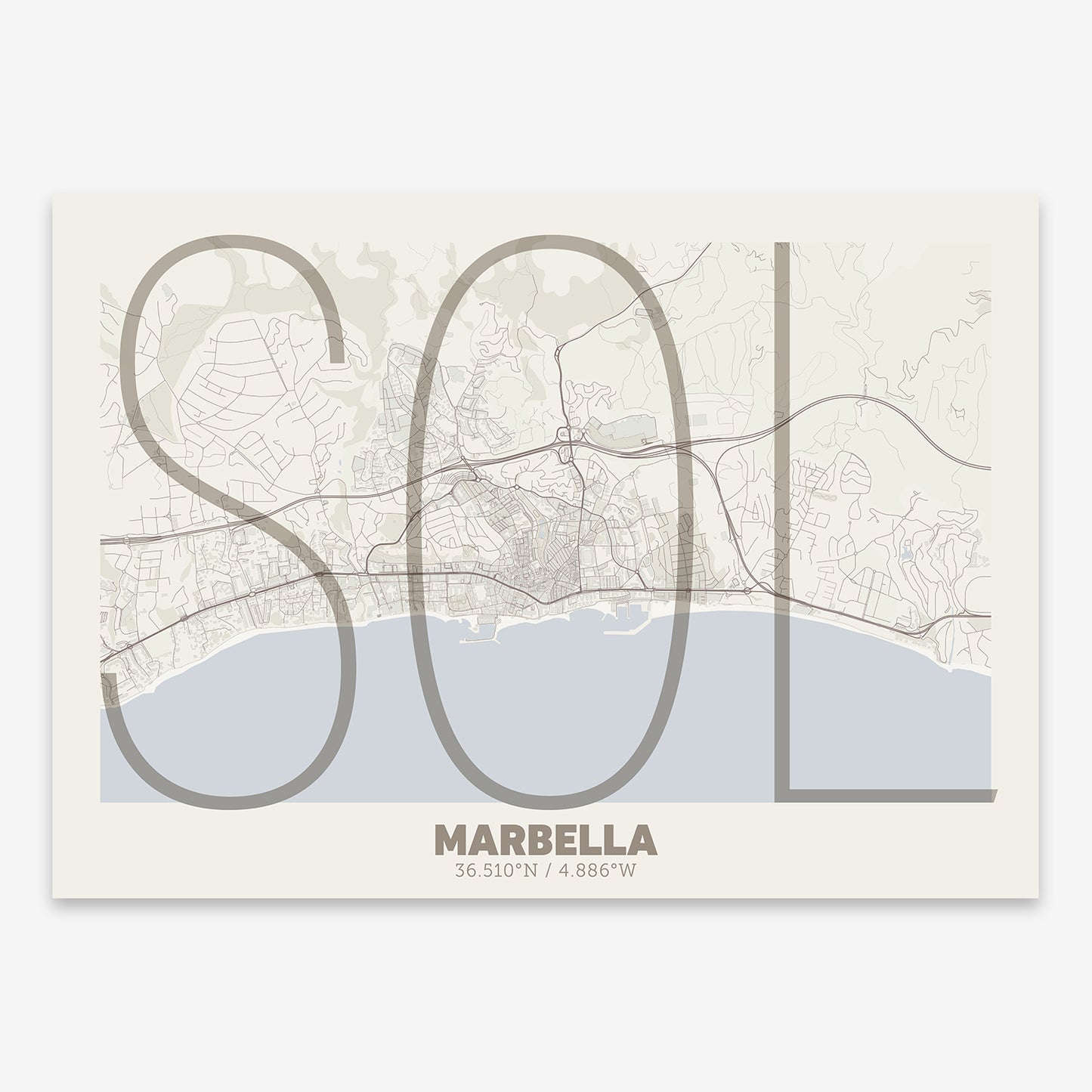 Marbella Map V07 Rustic / No Frame / No