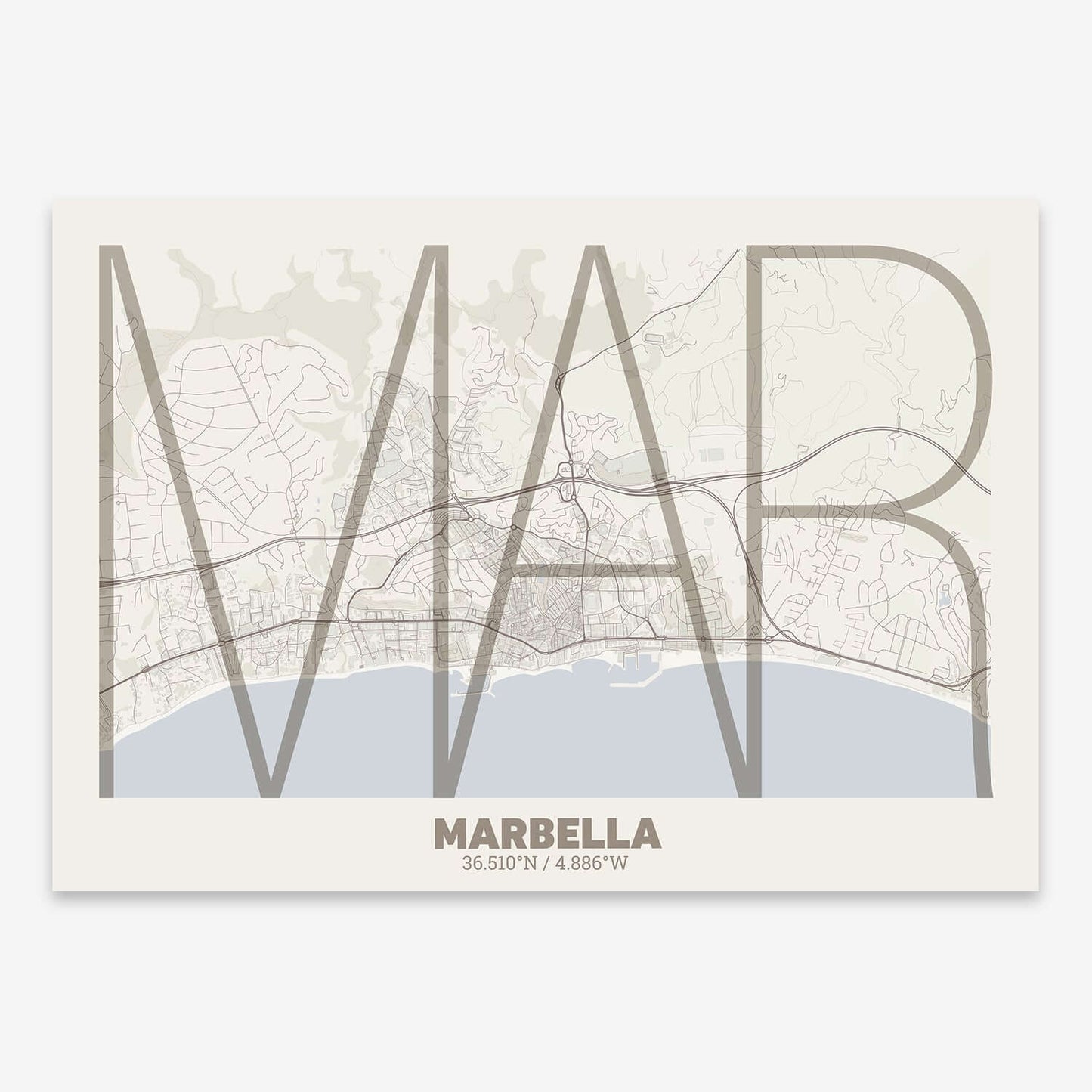 Marbella decorative poster – Ultra-fine typographic art