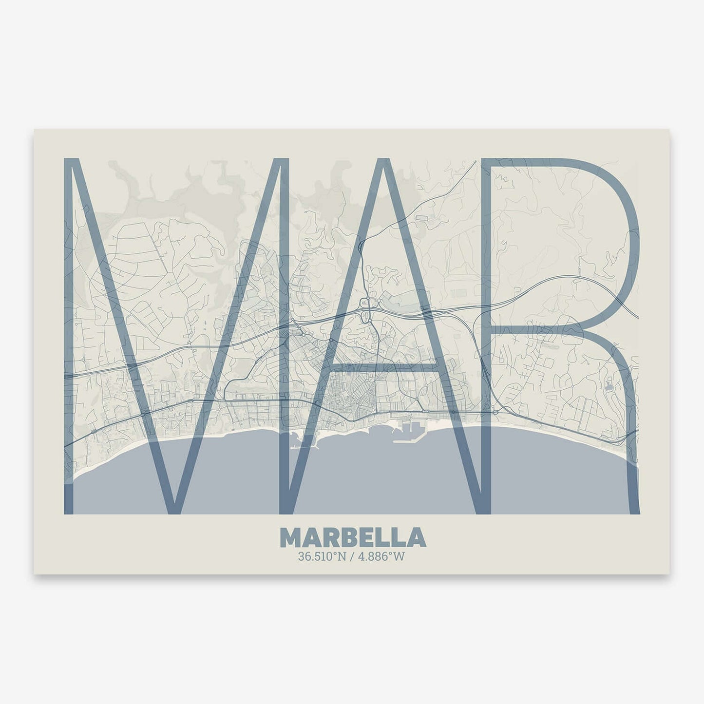 Marbella decorative poster – Ultra-fine typographic art