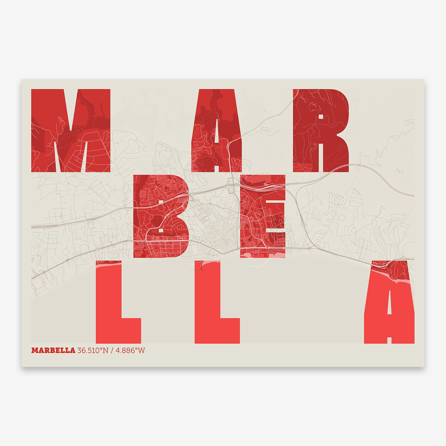 Marbella Map V08 Boho / No Frame / No