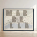 Creative print of Marbella – Graphic design and typography on a map