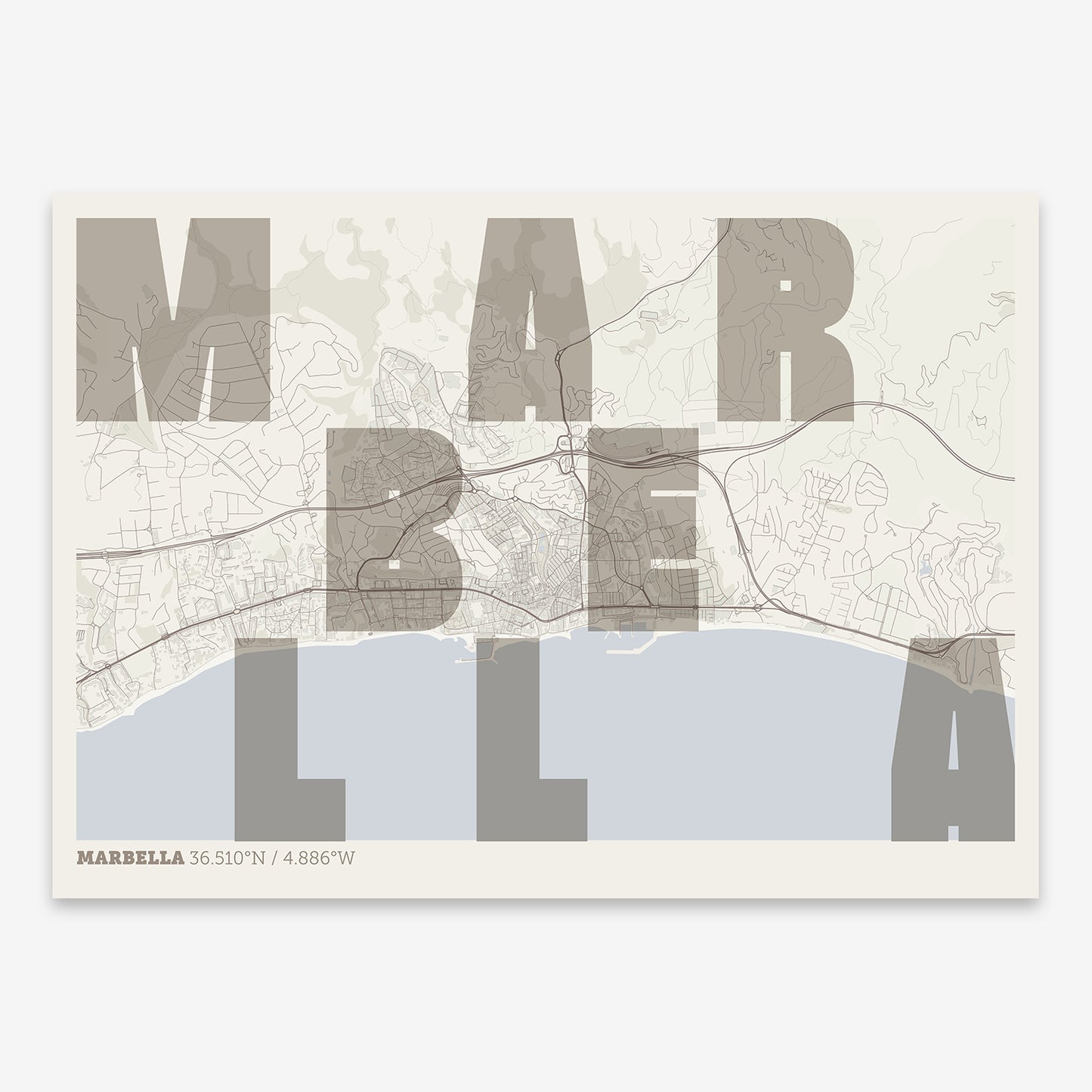 Marbella Map V08 Rustic / No Frame / No