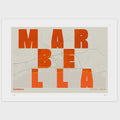 Lámina tipográfica de Marbella – diseño Revoltosa, sin marco sobre papel