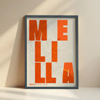 Creative print of Melilla – Graphic design and typography on a map